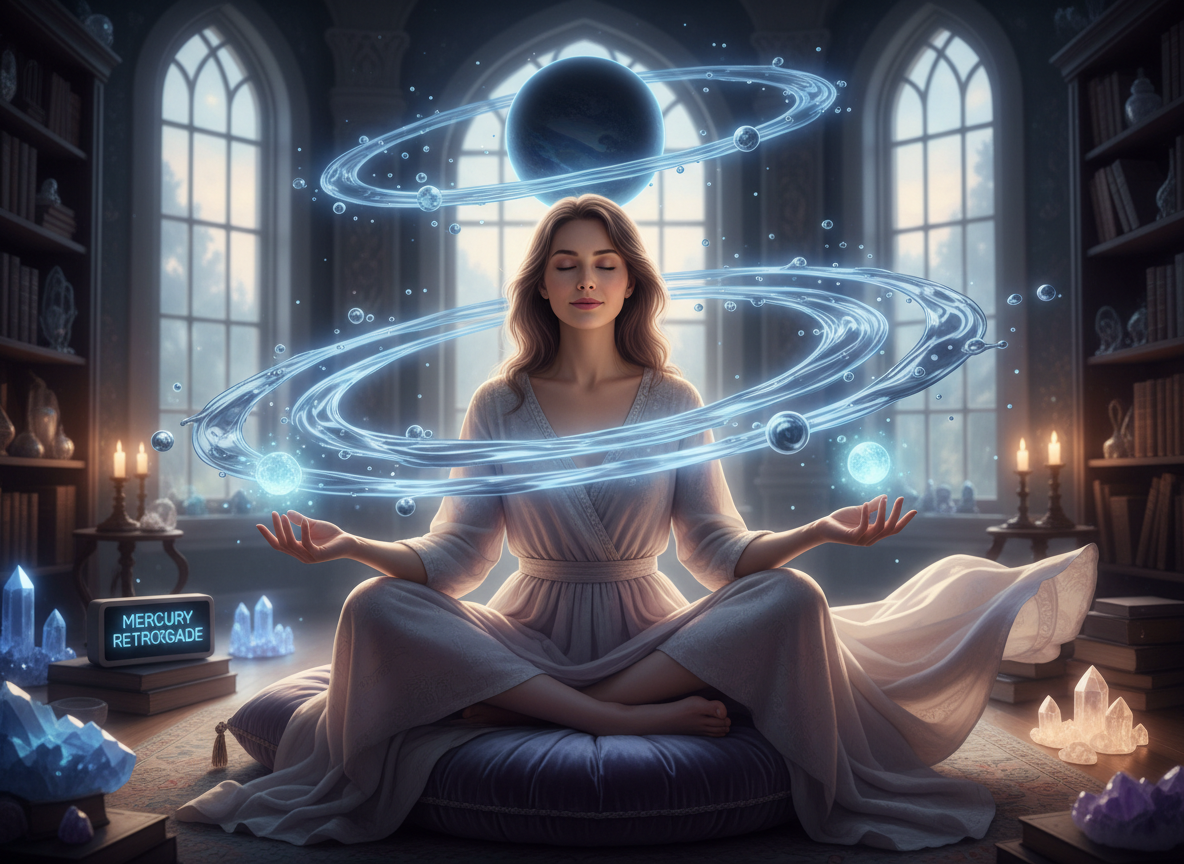 Firefly_GeminiFlash_A woman being calm while mercury is in retorgrade 172788